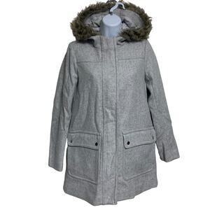 J.Crew Vail Wool Blend Fur Lined Hooded Parka Womens Size O